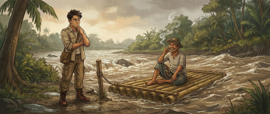rakit bambu - bamboo rafting