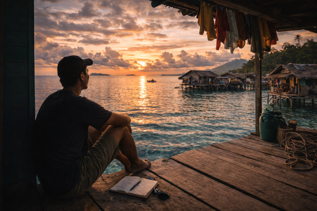 awan dan sunset di pulau maratua